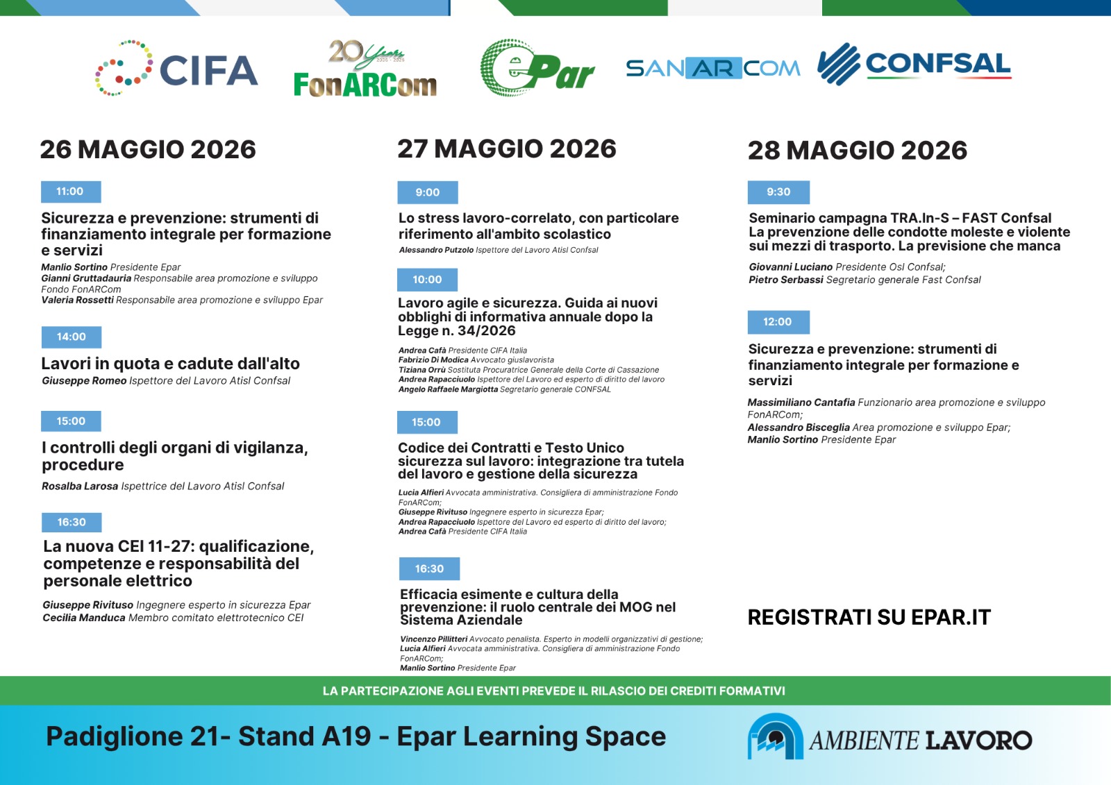 Locandina eventi Ambiente Lavoro 2026